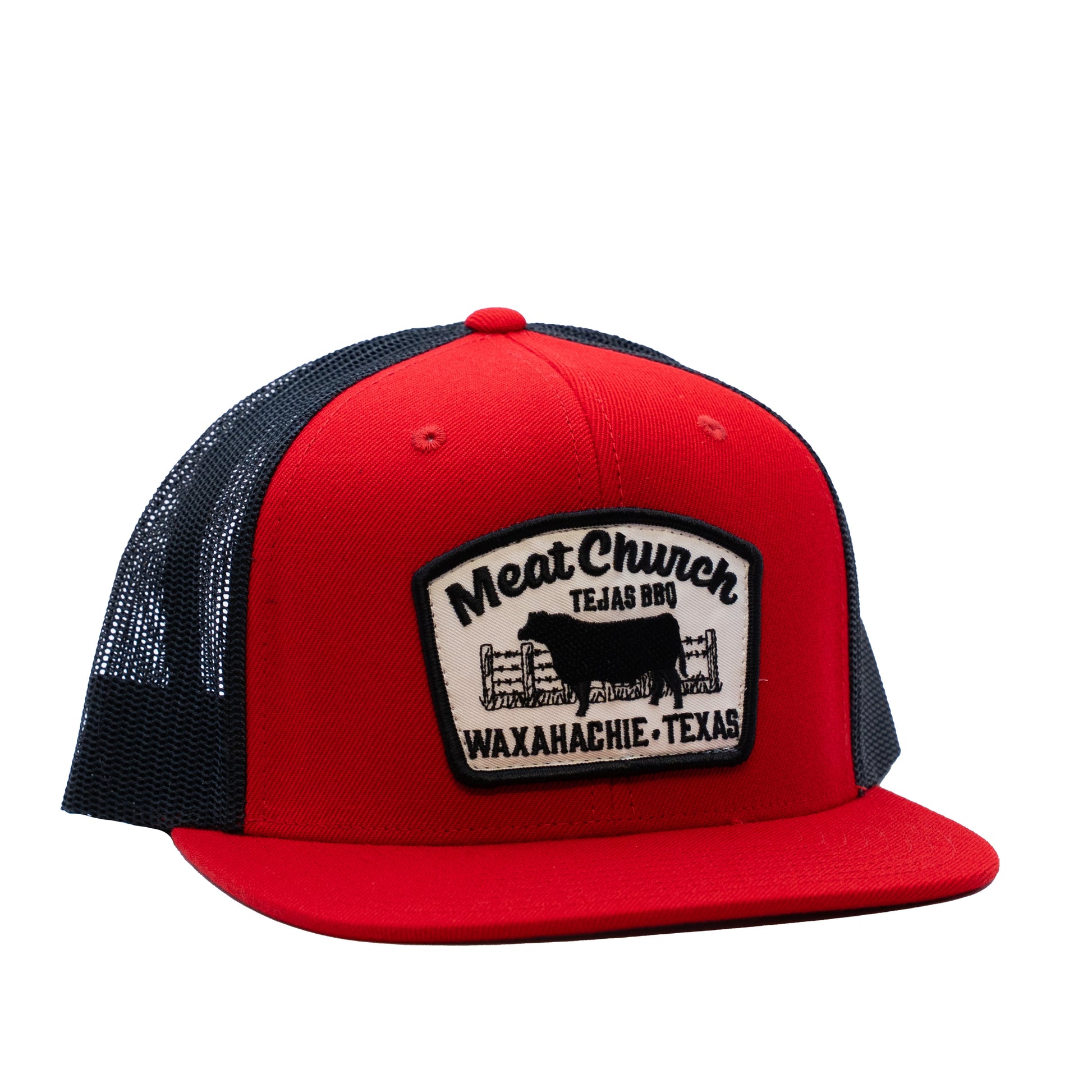 tejas-bbq-patch-hat-red-black-w6 RedMCwCowFlatBill.jpg